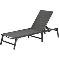 Outsunny Foldable Rattan Sun Lounger with 5-Level Adjust Backrest, Recliner Chair, Grey