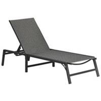 Outsunny Foldable PE Rattan Sun Lounger w/ 5-Level Adjustable Backrest, Grey