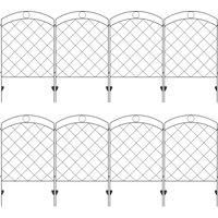 Outsunny Decorative Garden Fencing, 43in x 11.4ft Outdoor Picket Fence Panels, 8PCs Rustproof Steel Wire Landscape Flower Bed Border Edging