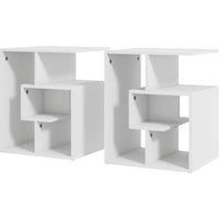 HOMCOM Side Table, 3 Tier End Table with Open Storage Shelves, Living Room Coffee Table Organiser Unit, Set of 2, White