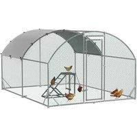 PawHut Walk In Chicken Run with Chicken Activity Shelf and Cover, 2.8 x 3.8 x 2m