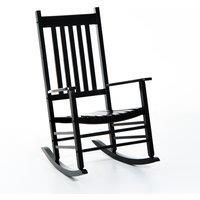 Outsunny Rocking Chair Armchair Wooden Patio Rocker Balcony Deck Outdoor Porch Garden Seat Black