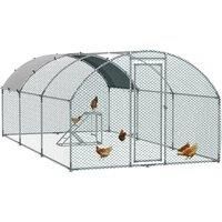 PawHut Walk In Chicken Run with Chicken Activity Shelf and Cover, 2.8 x 5.7 x 2m