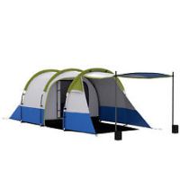 Outsunny 2-3 Man Camping Tunnel Tent with Bedroom and Living Room, Green