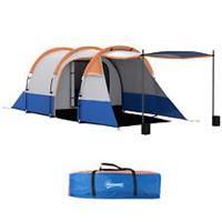 Outsunny 2-3 Man Camping Tunnel Tent with Bedroom and Living Room, Orange