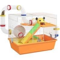 PawHut Hamster Cage 3 Tiers Gerbil Cage for Dwarf Hamsters with Tubes and Ladder, none