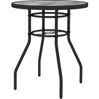 Outsunny Tempered Glass Top Garden Table with Glass Printed Design, Steel Frame, Foot Pads for Porch, Balcony, Multicolour