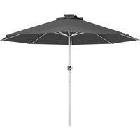 Outsunny 3(m) Solar Powered Garden Parasol with Lights, LED Lighted Deck Umbrella with 48mm Aluminium Pole, Crank, Solar Charged and USB Type-c, for Balcony, Outdoor and Lawn, Charcoal Grey