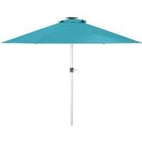 Outsunny LED Patio Umbrella, Lighted Deck Umbrella with 4 Lighting Modes, Solar & USB Charging, Blue