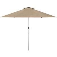Outsunny LED Patio Umbrella, Lighted Deck Umbrella with 4 Lighting Modes, Solar & USB Charging, Khaki