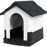 PawHut Plastic Dog Kennel with Windows, for Garden Patio, Miniature Dogs, 64.5 x 57 x 66cm - Grey