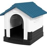 PawHut Plastic Dog Kennel with Windows, for Garden Patio, Miniature and Small Dogs, 80 x 69 x 76cm - Blue