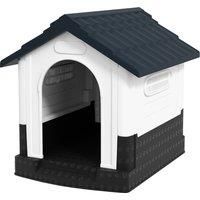 PawHut Plastic Dog Kennel with Windows, for Garden Patio, Miniature and Small Dogs, 80 x 69 x 76cm - Grey