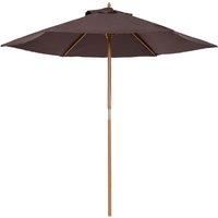 Outsunny 2.5m Wood Wooden Garden Parasol Sun Shade Patio Outdoor Umbrella Canopy New(Coffee)
