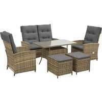 Outsunny Six-Piece Rattan Garden Set, with Reclining Chairs - Grey