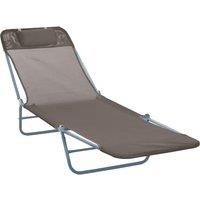 Outsunny Sun Bed Chair Garden Lounger Recliner Adjustable Back Relaxer Chair Furniture - Coffee