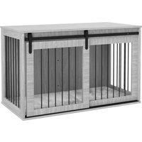 PawHut 118cm Dog Crate Furniture with Removable Cushion for Extra Large Dogs - Grey