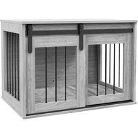 PawHut 80cm Dog Crate Furniture with Removable Cushion for Large Dogs- Grey