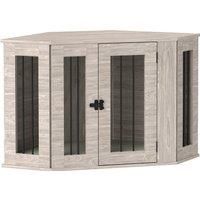 PawHut 2 in 1 Dog Crate Furniture Side Table, with Cushion, 104 x 55 x 63cm - Walnut Brown
