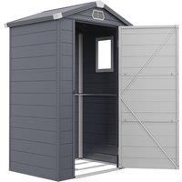 Outsunny 4 x 3ft Garden Shed with Foundation Kit, Polypropylene Outdoor Storage Tool House with Ventilation Slots and Lockable Door, Grey