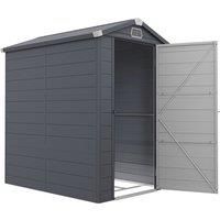 Outsunny 4 x 6ft Garden Shed with Foundation Kit, Polypropylene Outdoor Storage Tool House with Ventilation Slots and Lockable Door, Grey