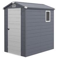 Outsunny 4 x 6ft Garden Shed Storage with Foundation Kit and Vents, Grey