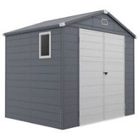 Outsunny 8 x 6ft Garden Shed Storage with Foundation Kit and Vents, Grey