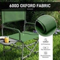 Outsunny Directors Chair, Folding Camping Chair for Adults with Side Table and Cup Holder, Portable for Garden Outdoor Fishing Beach Picnic, Green
