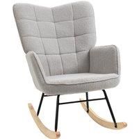 HOMCOM Berber Fleece Nursery Glider Rocker for Nursing, Wingback Rocking Chair for Living Room, Light Grey Aosom UK