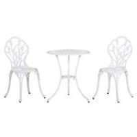 Outsunny 3 Piece Bistro Set, Aluminium Garden Furniture with Umbrella Hole