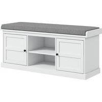 HOMCOM Shoe Bench with Seat, Shoe Storage Bench with Cushion, 2 Cabinets and Adjustable Shelf for Entryway, Hallway, Living Room, Bedroom, White