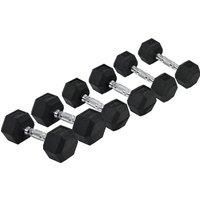 HOMCOM Rubber Dumbbell Set Sports Hex Weight Sets Home Gym Fitness Lift Strength Training Exercise 2 x 5kg, 2 x 6kg, 2 x 8kg