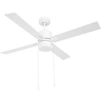 HOMCOM Ceiling Fan with LED Light, Flush Mount Ceiling Fan Lights with Reversible Blades, Pull-chain, White and Natural Tone