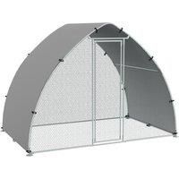 PawHut Galvanised Outdoor Chicken Coop with Cover, for 4-6 Chickens, Hens, Ducks, Rabbits, 3 x 1.9 x 2.2m - Silver Tone