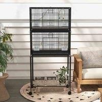 PawHut Two-Tier Bird Cage on Wheels w/ Stand