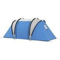 Outsunny Camping Tent with 2 Bedrooms and Living Area, 3000mm Waterproof Family Tent, for Fishing Hiking Festival, Blue