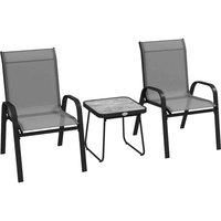 Outsunny 3Pcs Bistro Set With Breathable Mesh - Light Grey