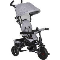 Homcom 6 In 1 Kids Trike Stroller With Parent Handle Grey