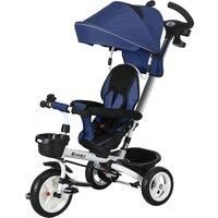 HOMCOM Metal Frame 4 in 1 Baby Push Tricycle with Parent Handle for 1-5 Years Old, Dark Blue
