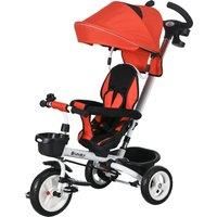 HOMCOM Metal Frame 4 in 1 Baby Push Tricycle with Parent Handle for 1-5 Years Old, Red