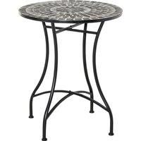 Outsunny Mosaic Side Table, 60cm Round Bistro Coffee Table, Plant Stand for Indoor, Outdoor, Garden, Patio, Balcony, Grey