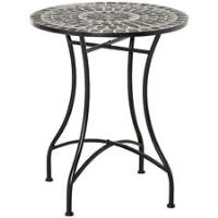 Outsunny Mosaic Side Table Bistro Coffee Table for Garden Patio Balcony Grey