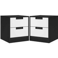 HOMCOM Bedside Tables Set of 2, Nightstands with 2 Drawers, Modern Bedside Cabinets with Storage for Bedroom, Living Room, White and Black