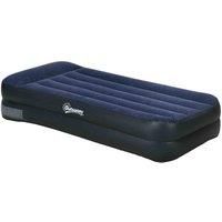 Outsunny Single Air Bed with Built-in Electric Pump and Integrated Pillow, Inflatable Mattress with Carry Bag, Flocked Surface, Blow Up Airbed for Guest, Camping, Travel, 195 x 96 x 46cm