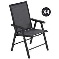 Outsunny 4-PCS Garden Armchairs Outdoor Patio Folding Modern Furniture Grey