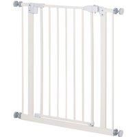 PawHut Pet Metal Safety Gate Pressure Fitted Stair Barrier for Dog Expandable Fence with Auto-Close Door Double Locking System 74cm to 84 cm White