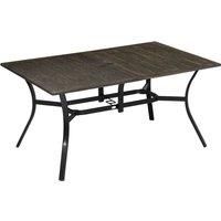 Outsunny Garden Table w/ Parasol Hole - Brown