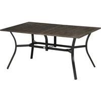 Outsunny Six-Seater Steel Garden Table, with £41mm Parasol Hole - Wood-Effect