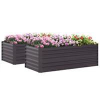 Outsunny 2pcs Galvanised Steel Outdoor Raised Bed w/ Reinforced Rods, Dark Grey