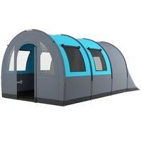Outsunny 3000mm Waterproof Camping Tent, 5-6 Man Family Tent with Living and Bedroom, Carry Bag Included, Grey and Blue